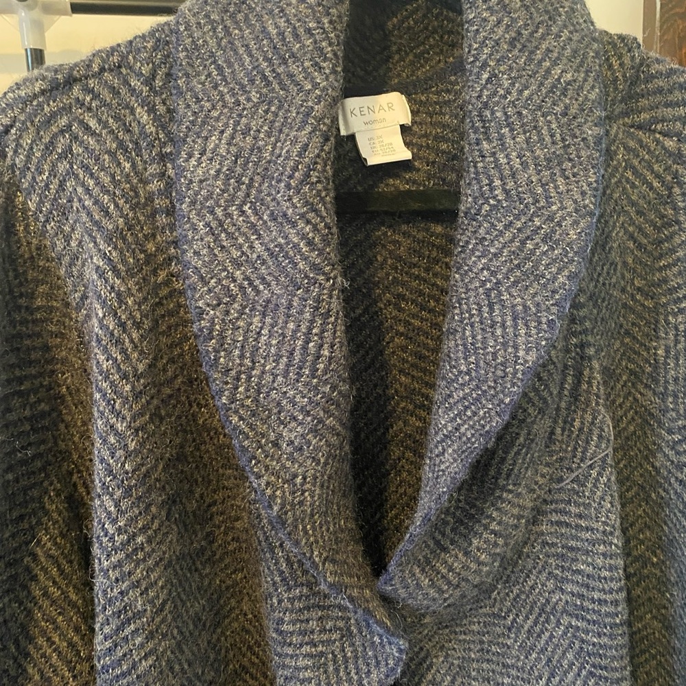 Kenar Blue and Gray Herringbone Jacket